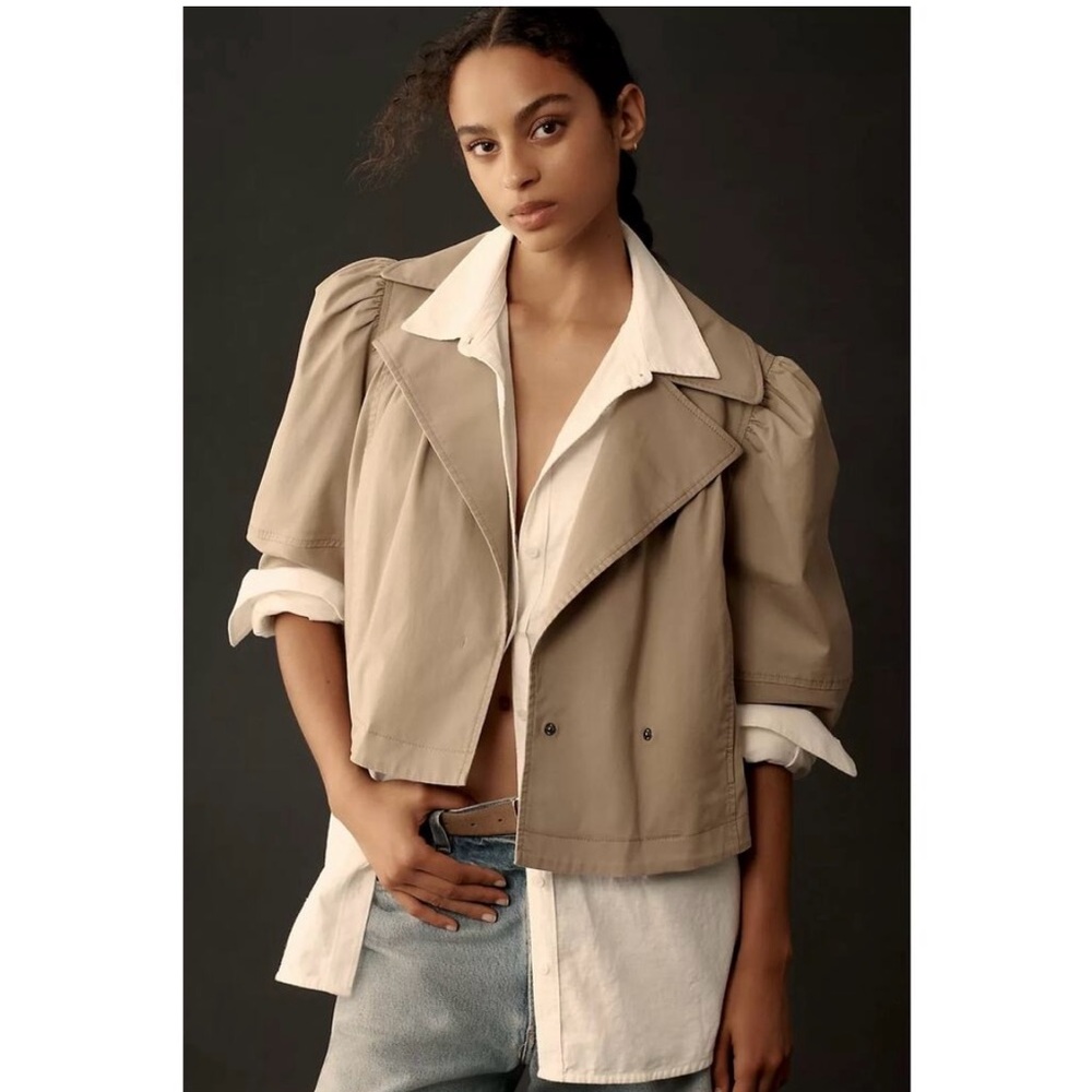Maeve Crop Puff Sleeve Trench